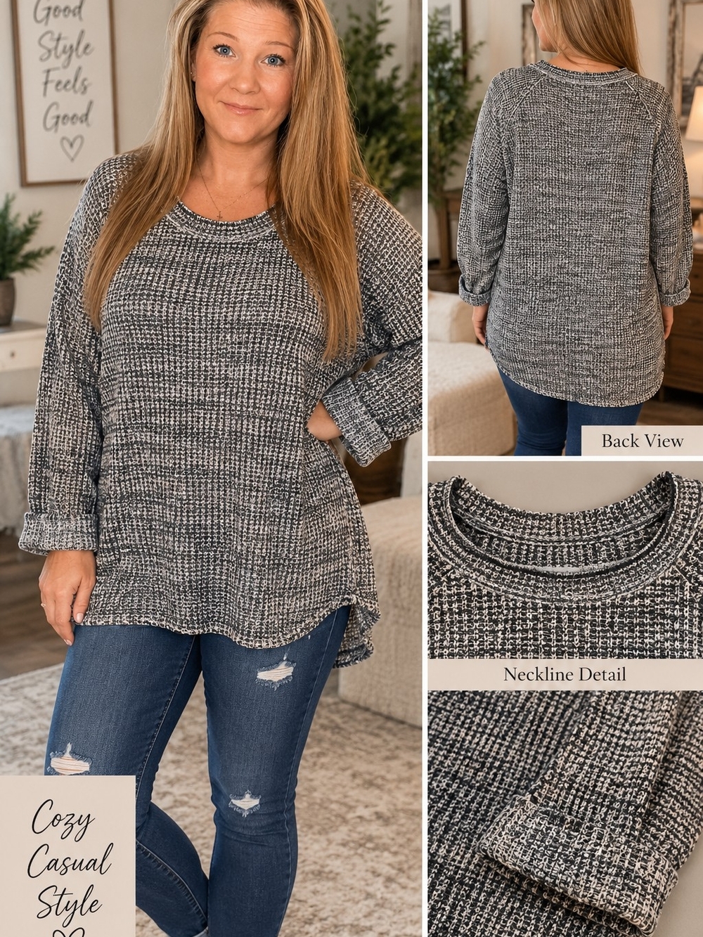 Black & White Long Sleeve Tunic Like New